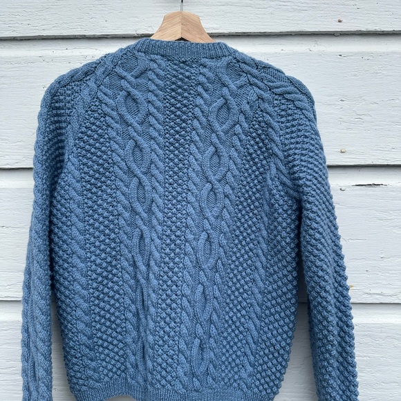 Blue Cable Knit Embroidered Cardigan Sweater - Picture 7 of 11